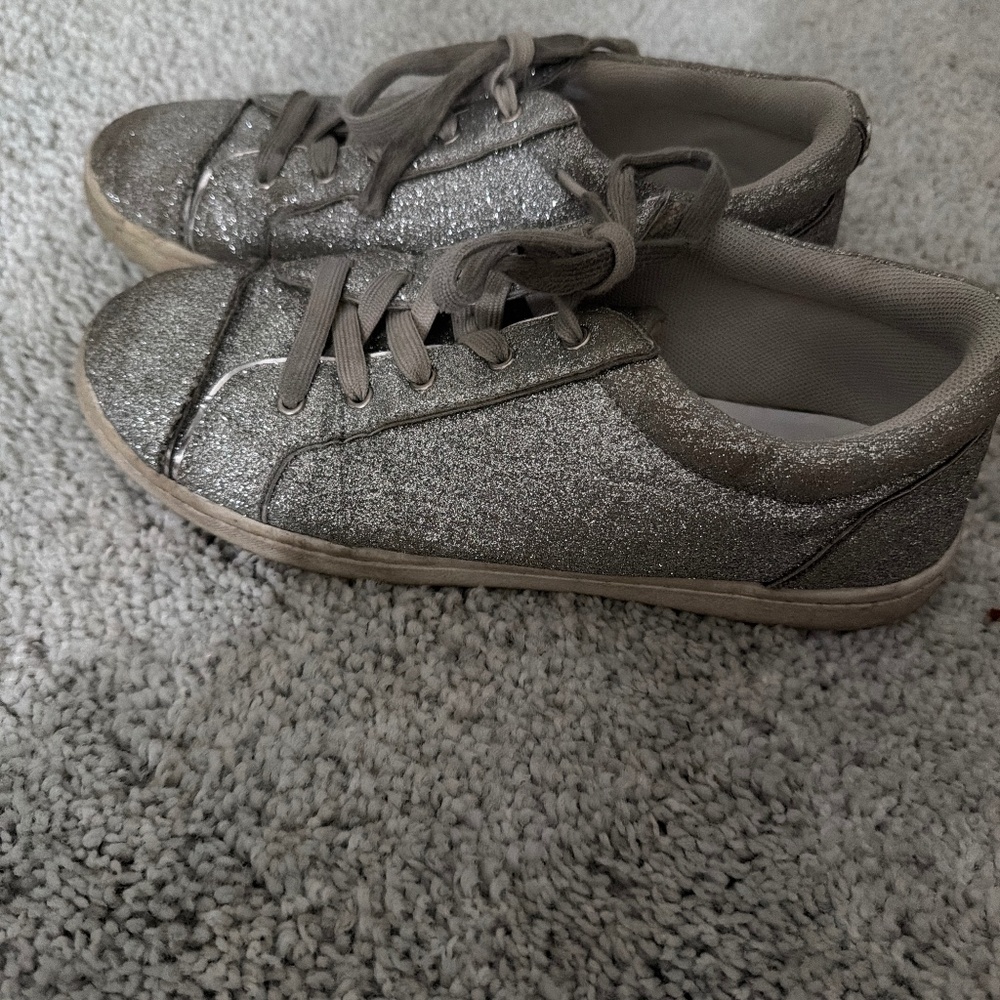Silver Glitter Tennis Shoes